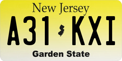 NJ license plate A31KXI