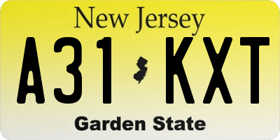 NJ license plate A31KXT