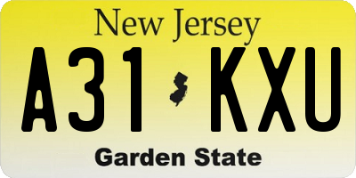 NJ license plate A31KXU