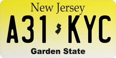 NJ license plate A31KYC
