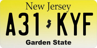 NJ license plate A31KYF