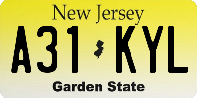 NJ license plate A31KYL