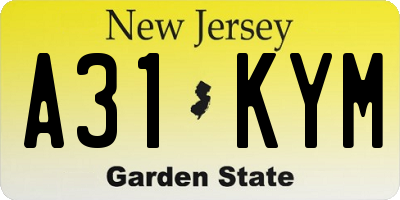 NJ license plate A31KYM