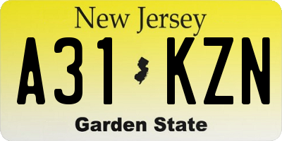 NJ license plate A31KZN