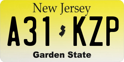 NJ license plate A31KZP