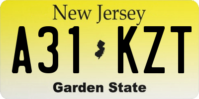 NJ license plate A31KZT