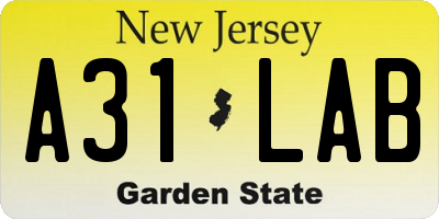 NJ license plate A31LAB