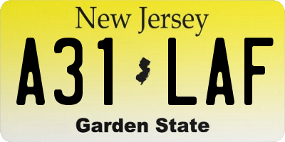 NJ license plate A31LAF