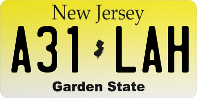 NJ license plate A31LAH