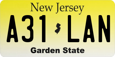 NJ license plate A31LAN