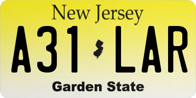 NJ license plate A31LAR