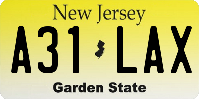 NJ license plate A31LAX