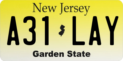 NJ license plate A31LAY