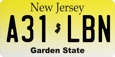 NJ license plate A31LBN