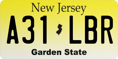 NJ license plate A31LBR
