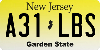 NJ license plate A31LBS