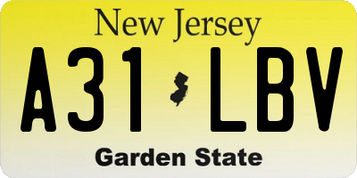 NJ license plate A31LBV