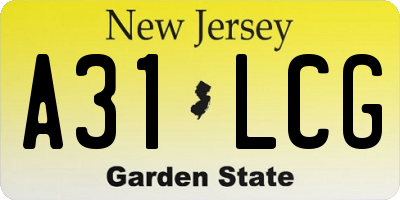 NJ license plate A31LCG