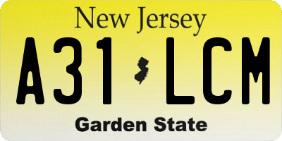NJ license plate A31LCM