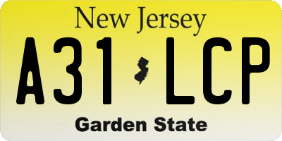 NJ license plate A31LCP
