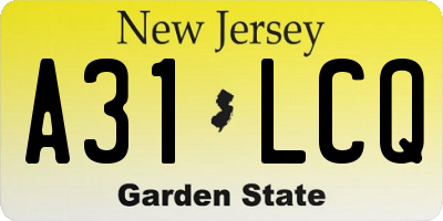 NJ license plate A31LCQ