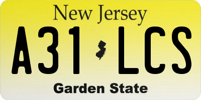 NJ license plate A31LCS