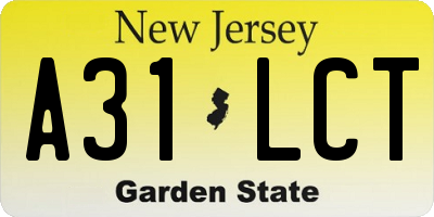 NJ license plate A31LCT
