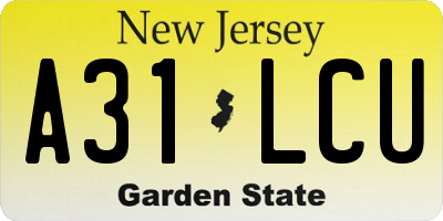 NJ license plate A31LCU