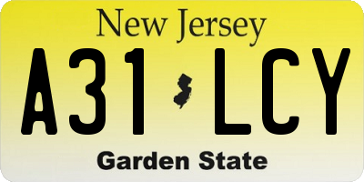 NJ license plate A31LCY