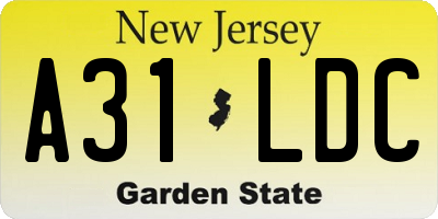 NJ license plate A31LDC