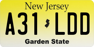 NJ license plate A31LDD