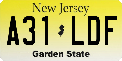 NJ license plate A31LDF