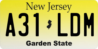 NJ license plate A31LDM