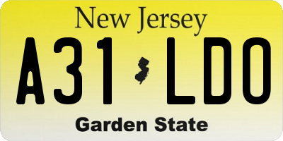 NJ license plate A31LDO