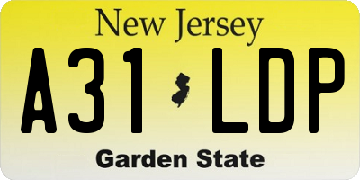 NJ license plate A31LDP