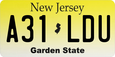 NJ license plate A31LDU