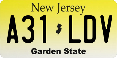 NJ license plate A31LDV