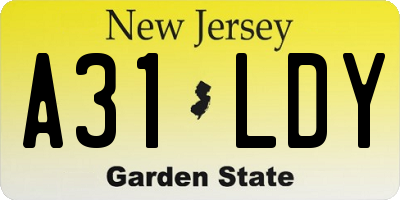 NJ license plate A31LDY