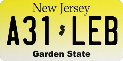 NJ license plate A31LEB