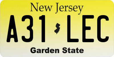 NJ license plate A31LEC