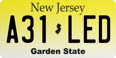 NJ license plate A31LED