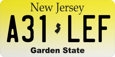 NJ license plate A31LEF