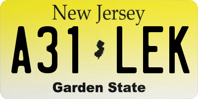 NJ license plate A31LEK