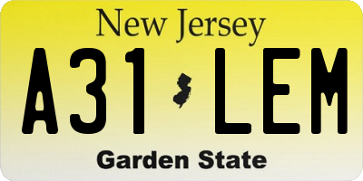 NJ license plate A31LEM