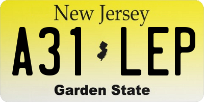NJ license plate A31LEP
