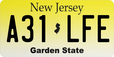 NJ license plate A31LFE