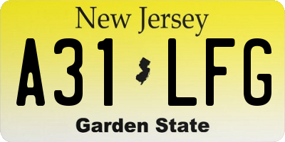 NJ license plate A31LFG