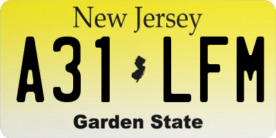 NJ license plate A31LFM
