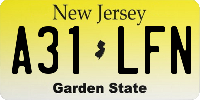 NJ license plate A31LFN