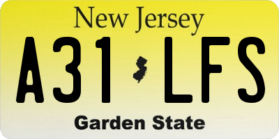 NJ license plate A31LFS